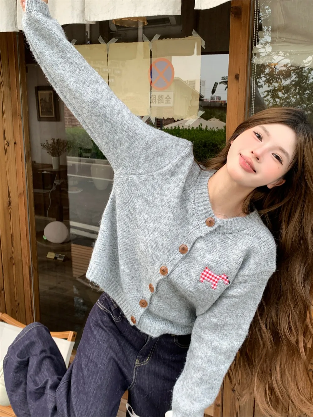 Women's round Ne Long Sve Knitted Open Cardigan Soft Fluffy Sweater Loose Outerwear Autumn Winter Seasonal Faion Commute