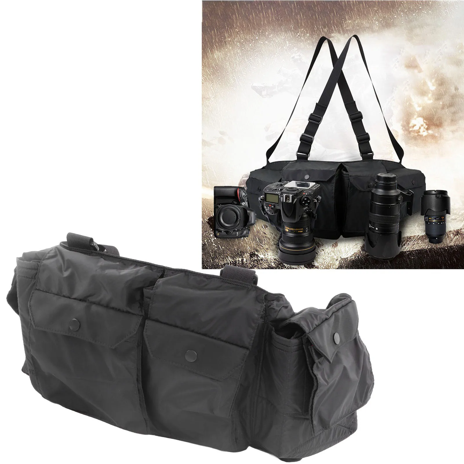 Camera Bag SLR DSLR Camera Bag for Photographer Hiking Shooting Traveling Men Women Black Medium M Camera Bag for Photographers