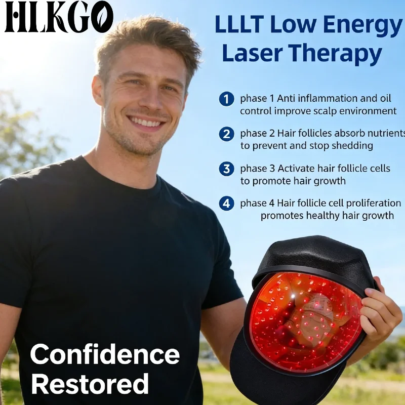 

LLLT 650nm Red Light Therapy Hair Cap, Powerful Laser Growth Device for Scalp Treatments Hair Regrowth Home Use