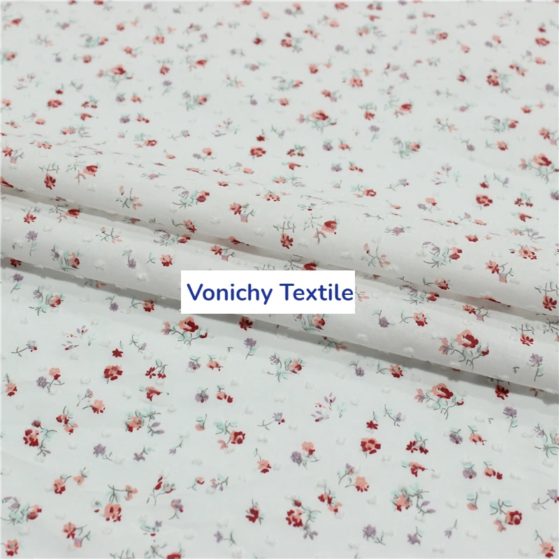 3/5/10m Floral white Cotton Fabric by the Meter - Small Flower Print Dresses Sewing Material Children\'s Cloth