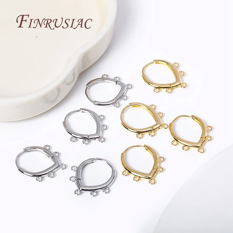 Trendy French Hoop Earring Clasps with 5 and 7 Closed Rings For DIY Tassel/Pearls Earrings Making Supplies 18K Gold Plated