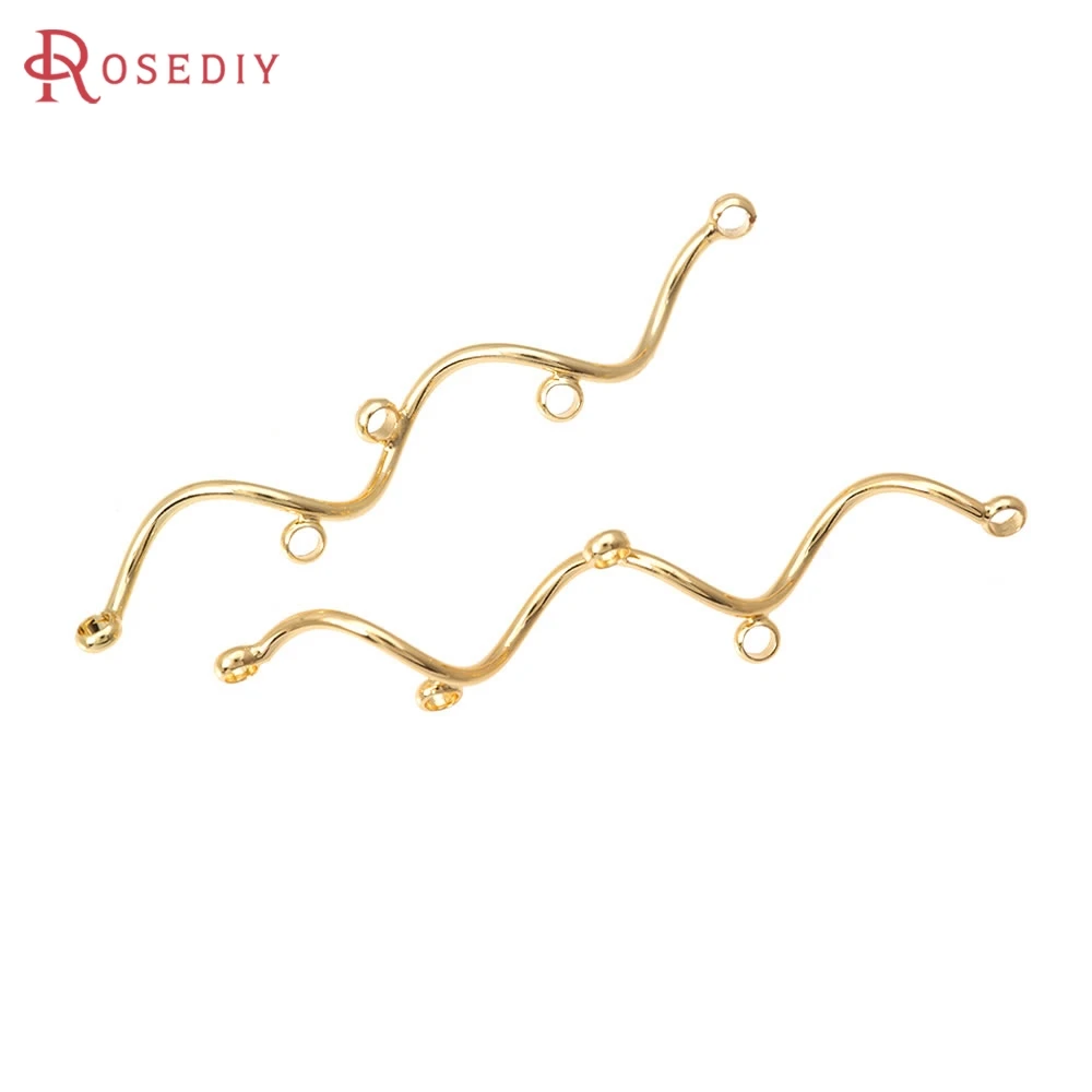 6PCS 18K Gold Color Brass Curved Tube Connect Charms High Quality Diy Jewelry Making Supplies Earrings Accessories for Women