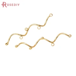 6PCS 18K Gold Color Brass Curved Tube Connect Charms High Quality Diy Jewelry Making Supplies Earrings Accessories for Women