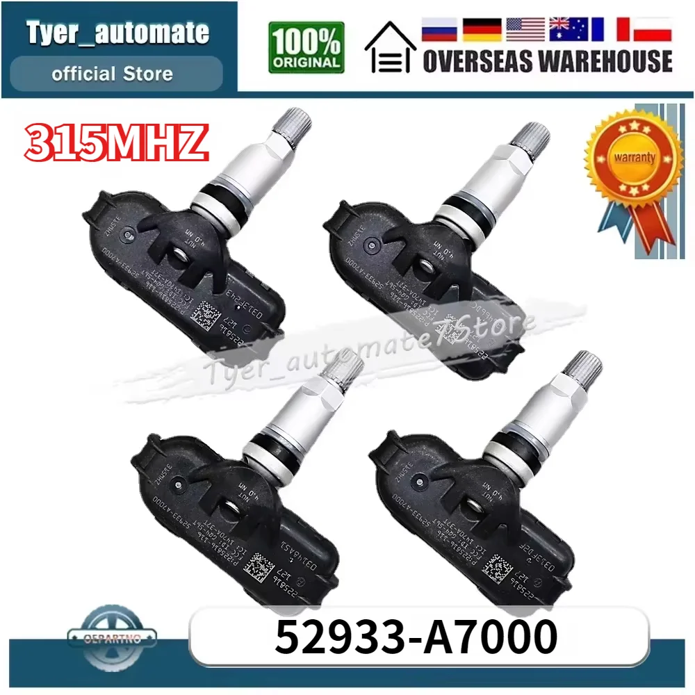 

52933-A7000 52933A7000 4PCS Tire Pressure Monitor TPMS Sensor 315MHz ​For HYUNDAI ELANTRA KIA FORTE FORTE5