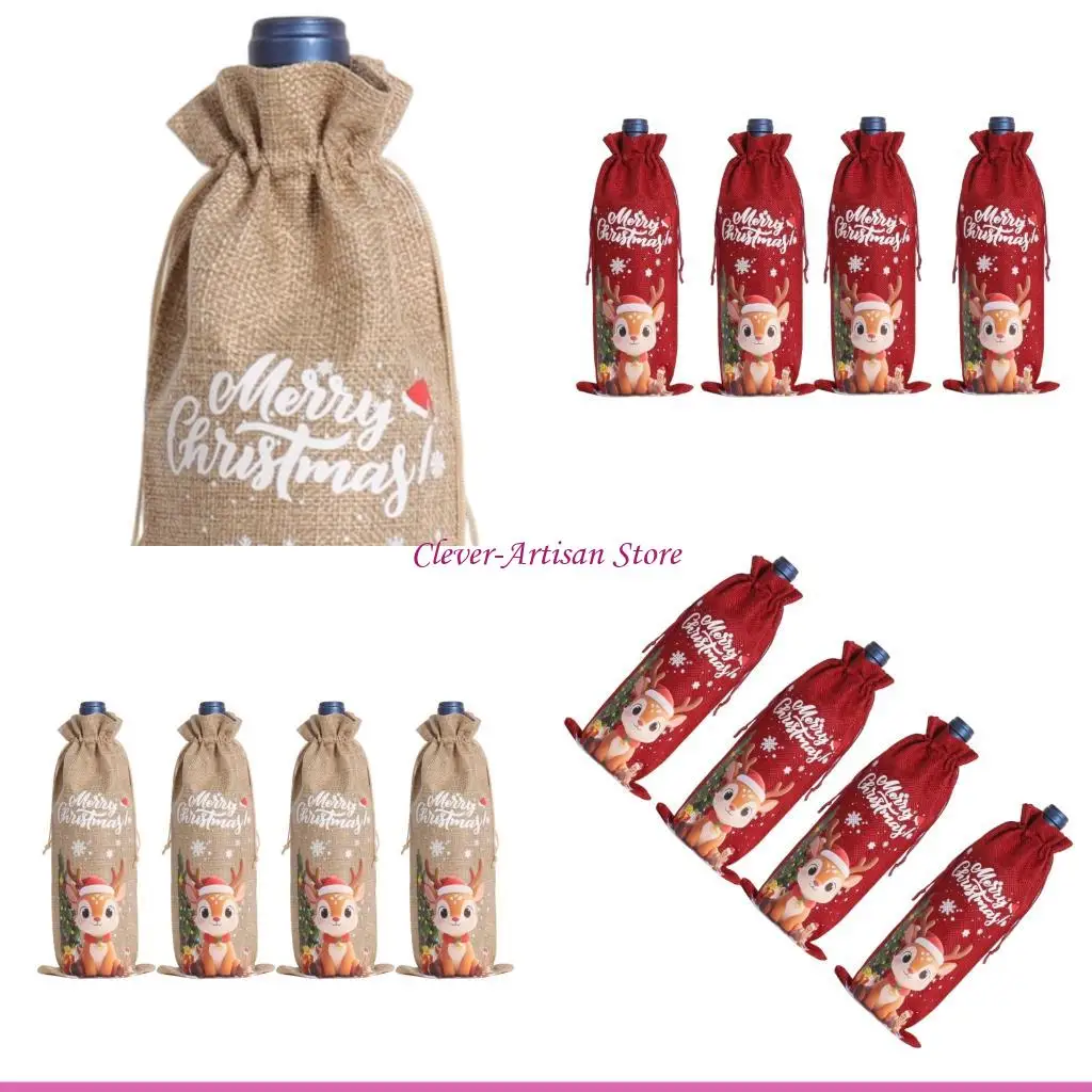 

E06B Тканевая сумка для переноски бутылок Легкая упаковка для рождественских подарков Регулируемый рукав