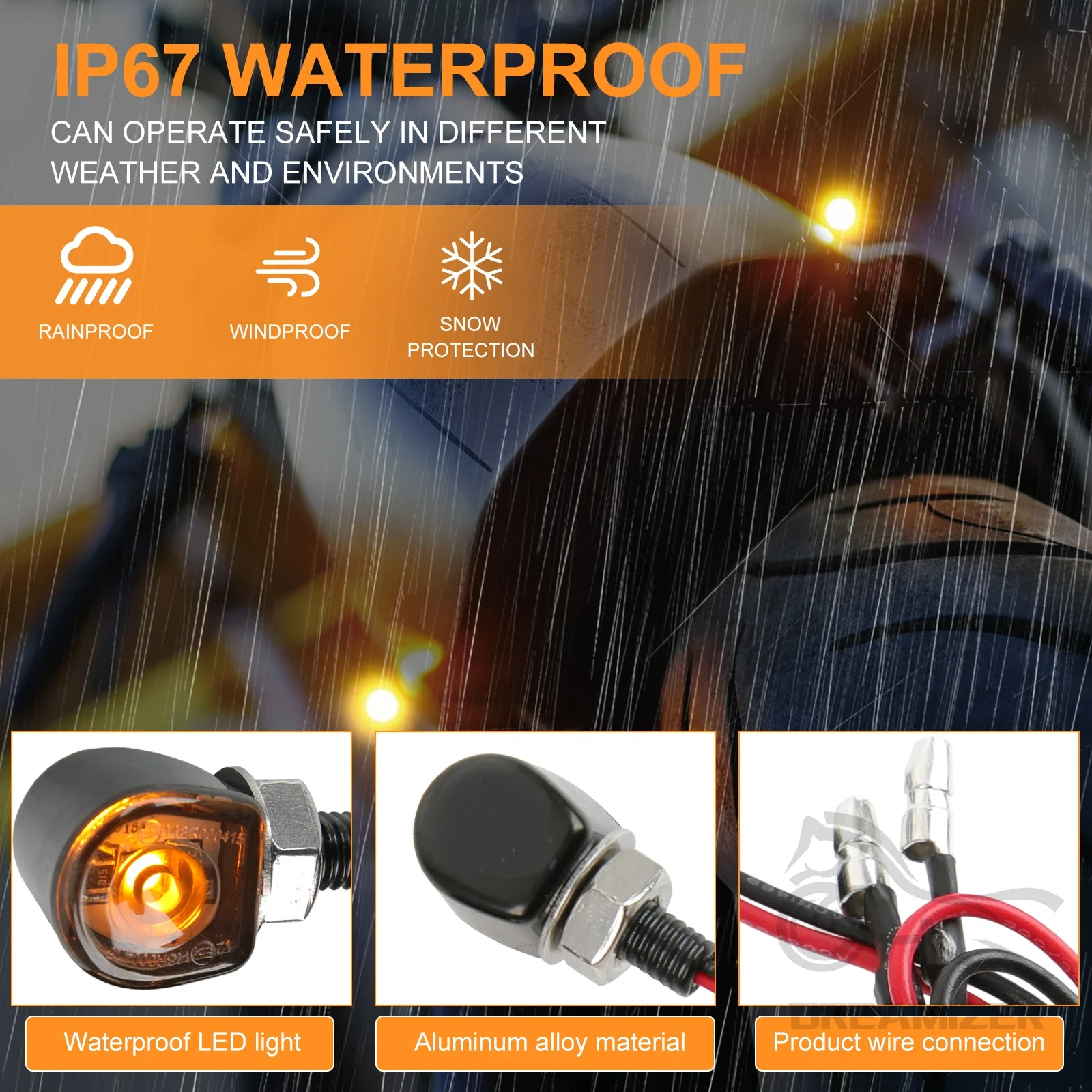 2pcs Motorcycle LED Turn Signal Light Amber M8 Mini LED Turn Signals Amber Blinker Light For Harley Honda Yamaha Kawasaki