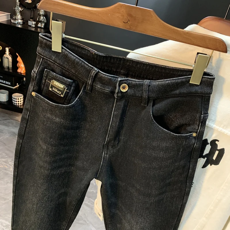 

2025 High-End Fleece-Lined Thickened Jeans for Men Winter New Washed Slim Fit Skinny Stylish Warm Long Pants