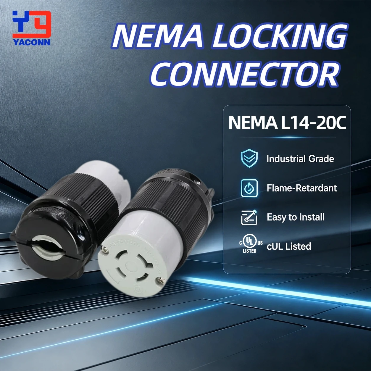 NEMA L14-20C Locking Connector Industrial Grade Heavy Generator Twist Lock Adapter Connector 20A 125/250V 3 Pole 4 Wire