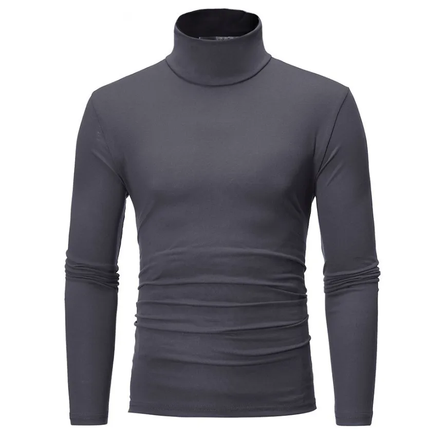 2022 Nieuwe Lente Herfst Winter Mannen Thermische Lange Mouw Roll Coltrui T-shirt Effen Kleur Tops Mannelijke Slanke Basic Stretch tee Top