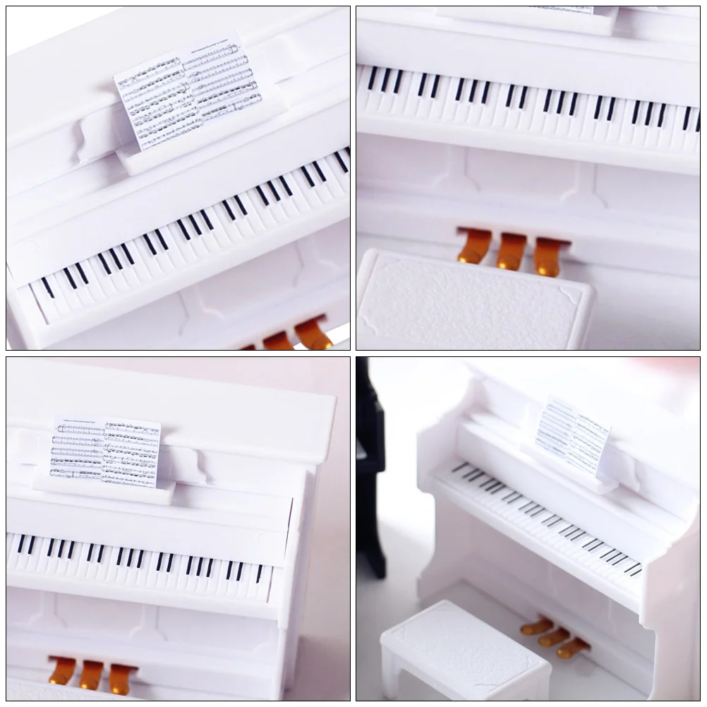 Dollhouse Miniature Decoration Piano Keyboard Furniture Bench Household Black Baby