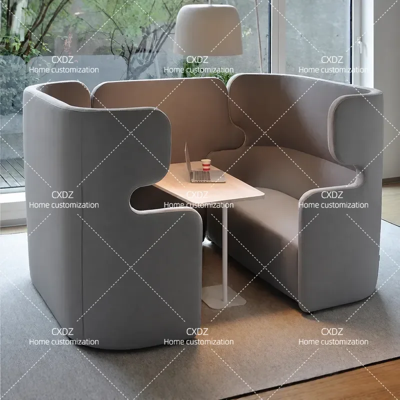 Modern High Back Double Sofa for Office Reception Business Negotiation Guest Seating Privacy Booth Leisure Area