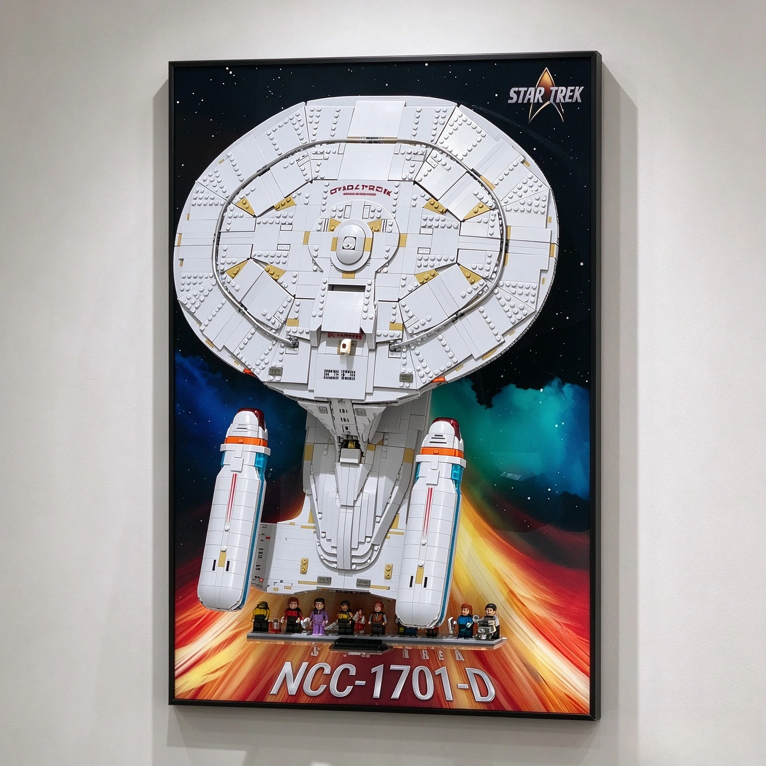 Wall Mount Display Frame Board For Lego 10356 USS Enterprise NCC‑1701‑D Star Trek Starship Model(Excluding the building models)
