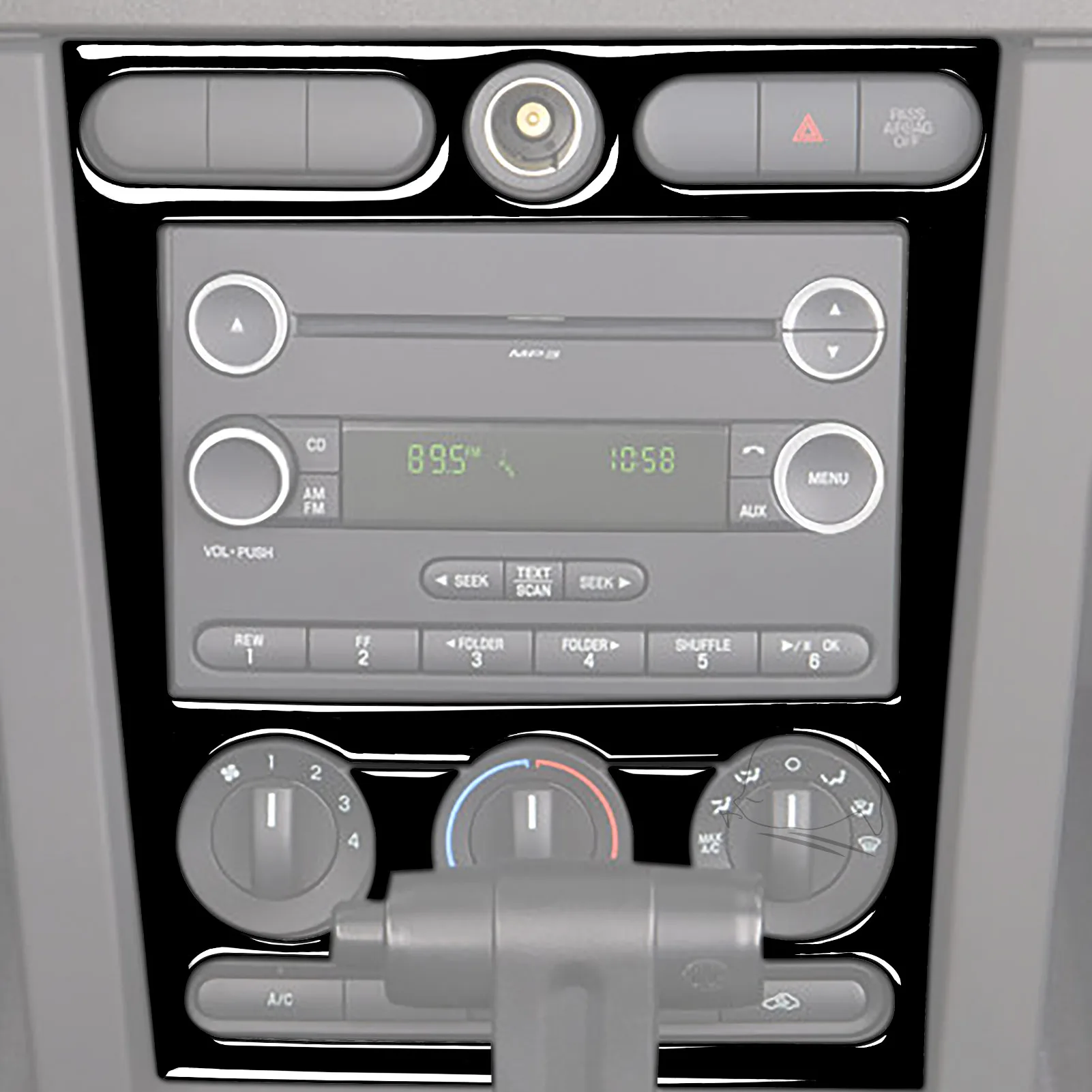 For Ford Mustang 2005 2006 2007 2008 2009 Air Conditioning Control Panel Frame Cover Trim Piano Black Sticker Car Interior