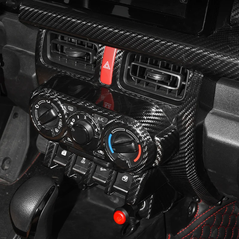 For Suzuki Jimny JB64 JB74 Carbon Fiber Car Center Console Air Conditioning Mode Control Panel Frame Trim Stickers Car Accessory