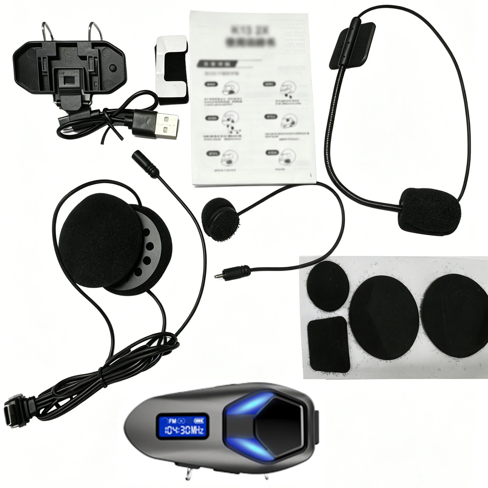 Helmet BT Headset with FM Radio Support Two-Way Intercom RGB Lights IP65 Rainproof for Motorcycle Bike Motorcycle Helmet Headset