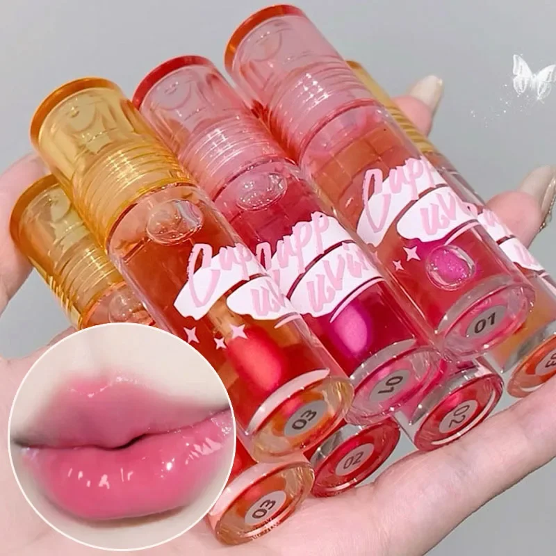 Temperature ChangeMirror Lip Gloss Color Changing Moisturizing Lip Oil Makeup Cherry Pink Lasting Nutritious Lips Care Cosmetic