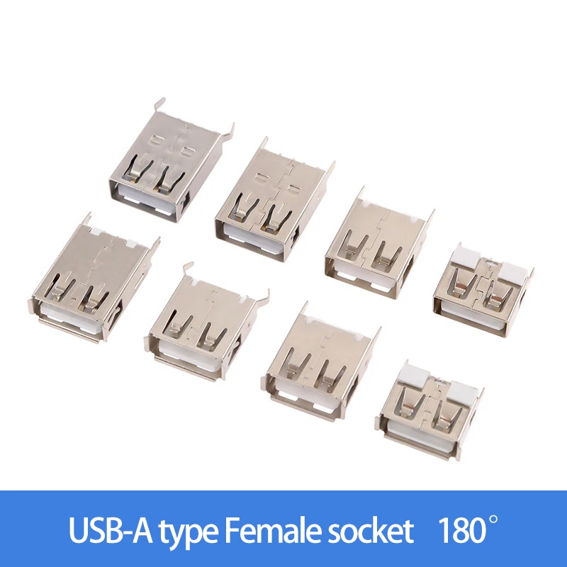 A-type USB female socket USB2.0 socket  female head 180 degrees connector vertically inserted