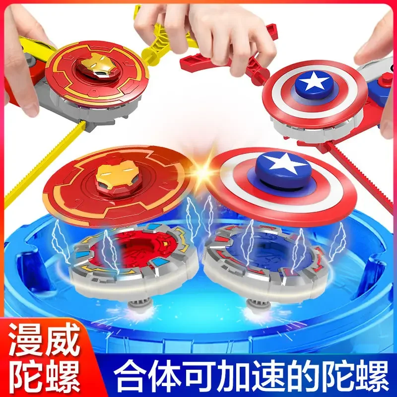 Marvel The Avengers Black Panther Gyro Toy Captain America Thanos Iron Man Children's Luminous Watch Bracelet Battle Toy Gift