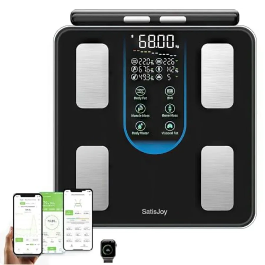 

Smart Scale for Body Weight 8-Electrode Segmental Body Composition Analyzer with Retractable Handle BMI Body Fat Muscle Mass 4.