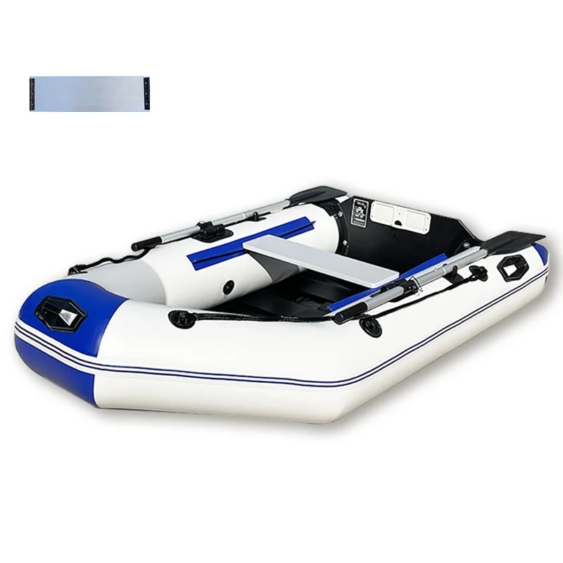 3 Person 0.9mm PVC Inflatable Assault Boat Transom Speed Kayak Slat Wooden Floor With Air Pump Paddles