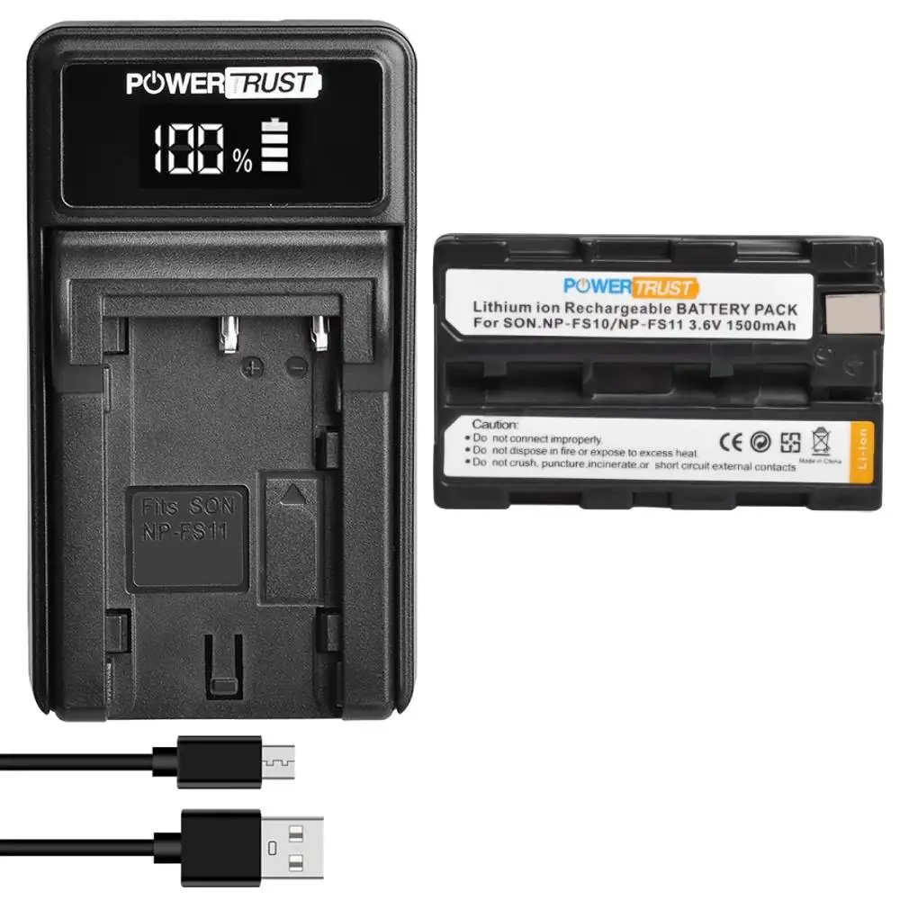 PowerTrust NP-FS11 NP-FS10 Battery+LED Charger for Sony NP FS11 NPFS10 NP-FS12 NP-FS31 CCD-CR1 CCD-CR5 DCR-PC1 PC2 PC3 PC4 PC5