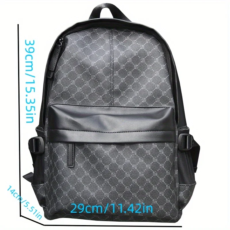 Luxury Plaid Print Backpack Men Fashion Design Men's Backpacks Large-capacity Travel Bags PU  Backpack Male Schoolbag