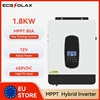 ECGSOLAX 1.8KW 하이브리드 태양광 인버터 12V 220V 그리드 인버터 80A MPPT 충전 컨트롤러 내장 순수 사인파 태양광 인버터 1