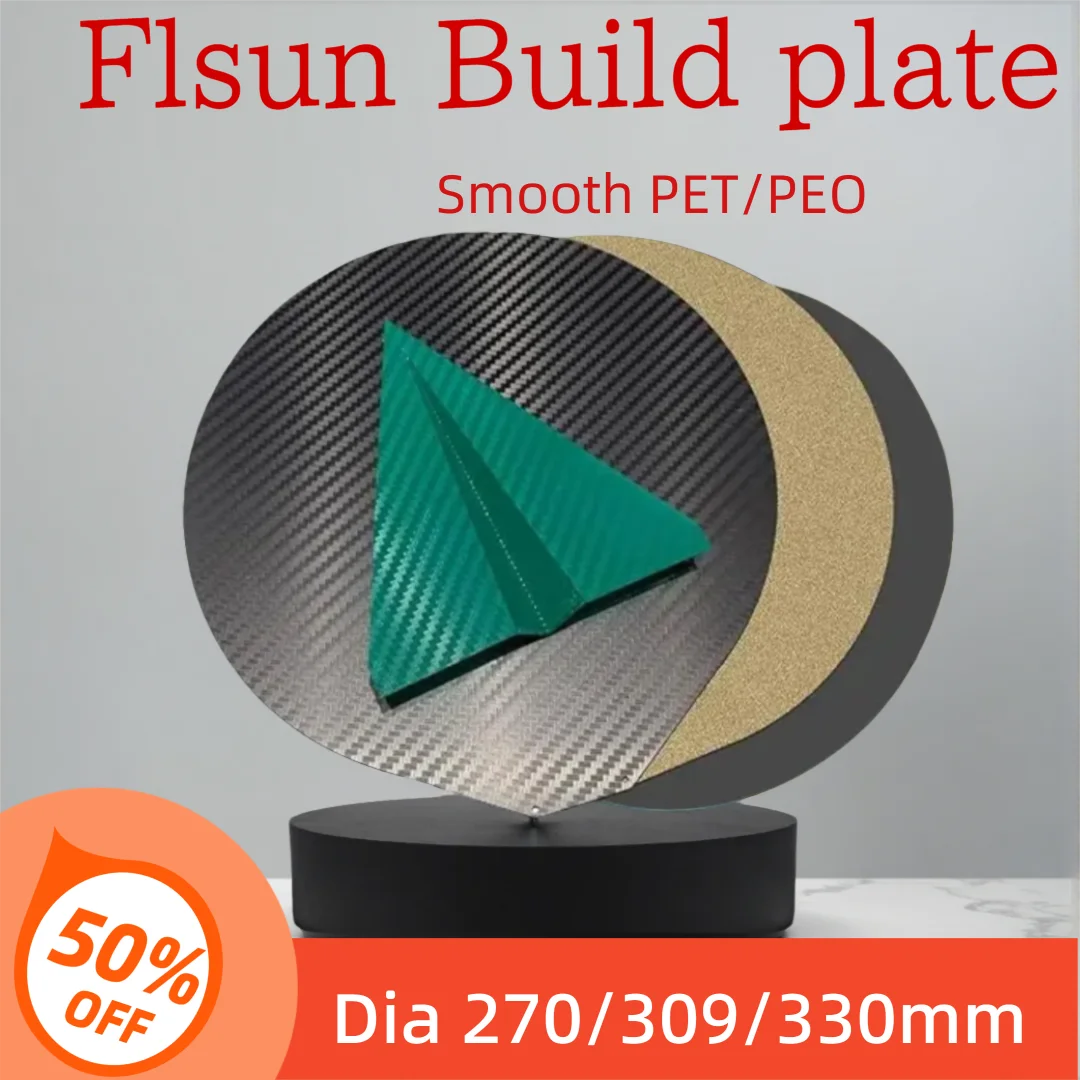 ENERGETIC Flsun Round PEI Build Plate Dia 215/270/309mm Flexible Steel Sheet Magnetic Textured/Smooth PET Double Sided can Use