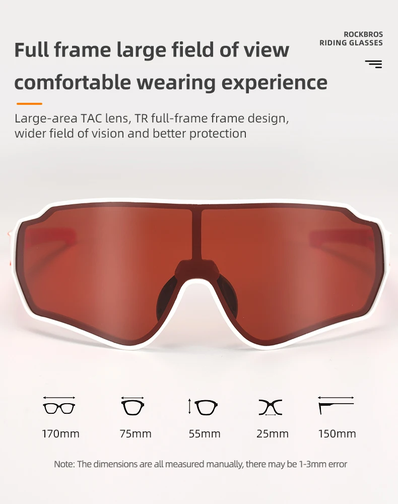 ROCKBROS Fahrrad Brille Photochrome Linse UV400 Sonnenschutz Fahrrad Sonnenbrille Outdoor Sport Brillen MTB Rennrad Brille – Detail 12