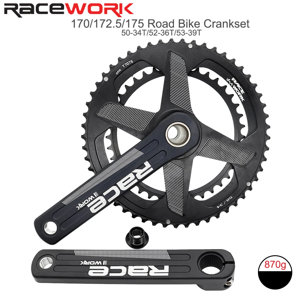 

RACEWORK Road Bike Crankset 170mm 172.5mm 175mm Crank 10 11 12 Speed Crank Arm Chainring 22S GXP 50-34T 52-36T 53-39T Chainwheel