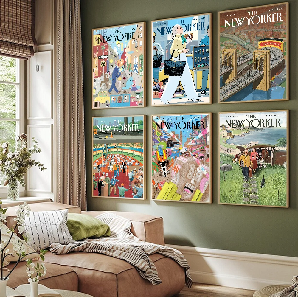 The-New-Yorker Magazine Good Quality Prints And Posters Whitepaper Sticker DIY Room Bar Cafe Aesthetic Art Wall Painting