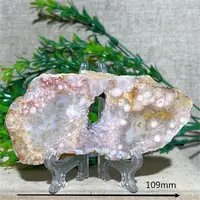 Pink Amethyst Flower Agate Slab Slice Geode Crystal Natural Druzy Stone Quartz Mineral Gemstones Minerals Home Decoration+Stand 5