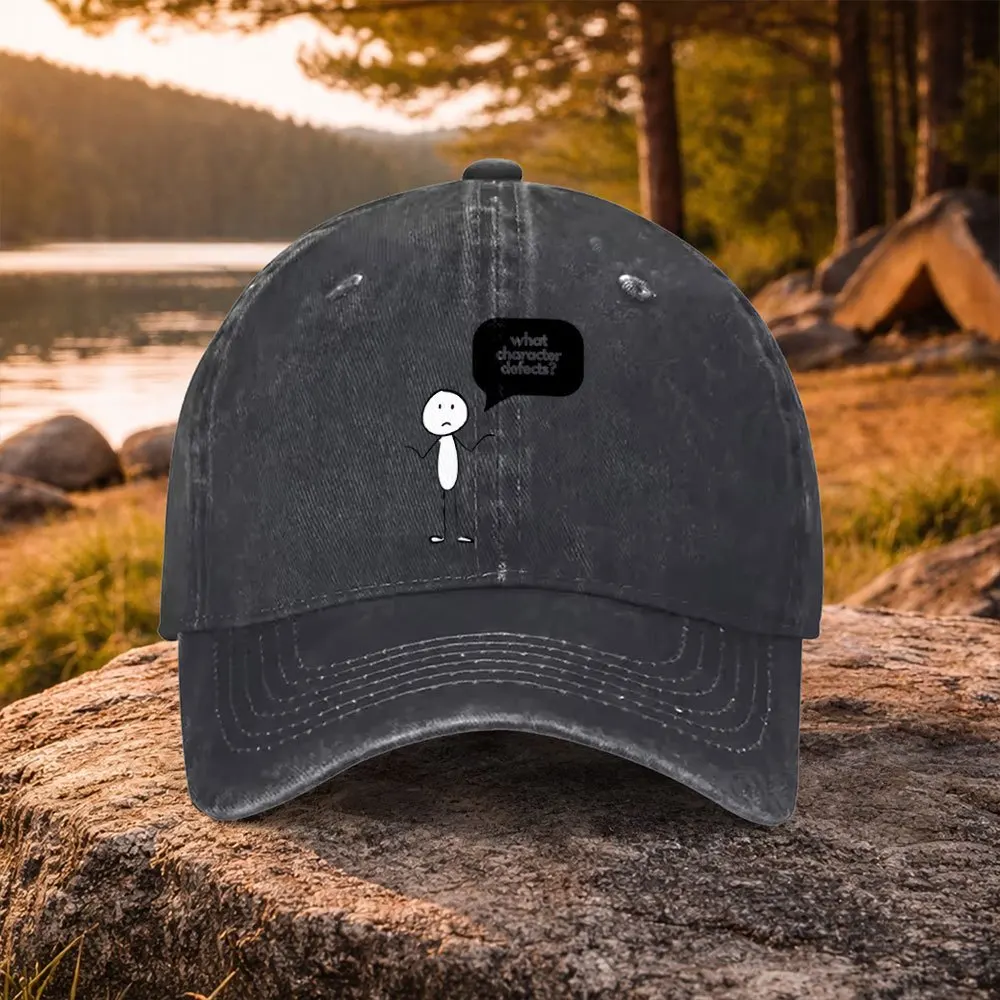 Funny Stick Figure Print Washed Duckbill Baseball Cap - Lightweight Suitable for Golf, Casual Wear & Outdoor, Machine Washable U