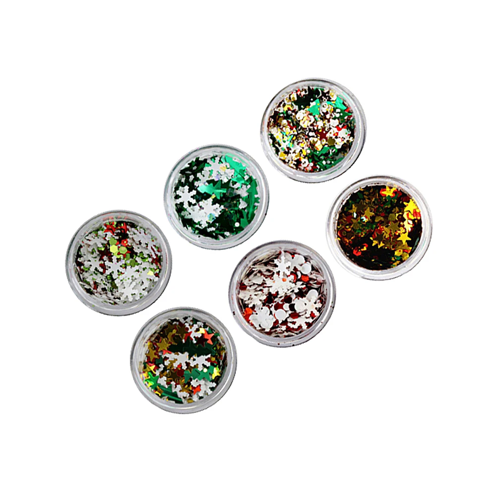 

6 Pcs Snowflake Manicure Sequins Christmas Nail Paillette Stickers Lightweight Durable Creative Salons Home Use