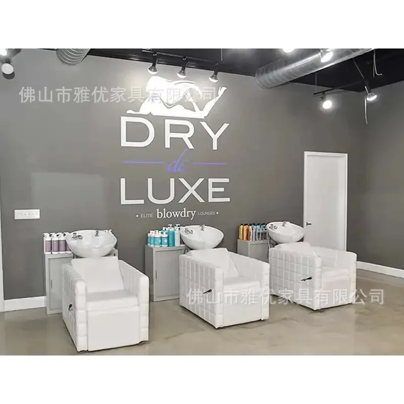 

newForeign Barber Shop for Hair Salon Half Lying Sitting Shampoo Flushing Bed Ceramic Basin Hair-Washing Chair