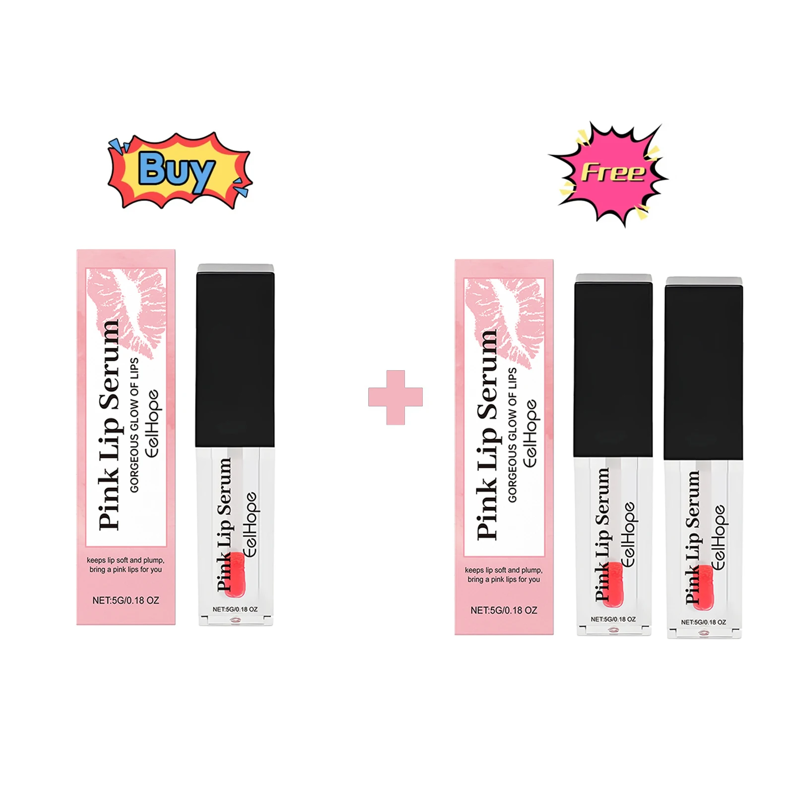 Eelhope Color Changing Lip Oil Pink Lip Serum Long Lasting Moisturizing Quick Drying Easy to Reduce Lip Lines Remove Dark Care