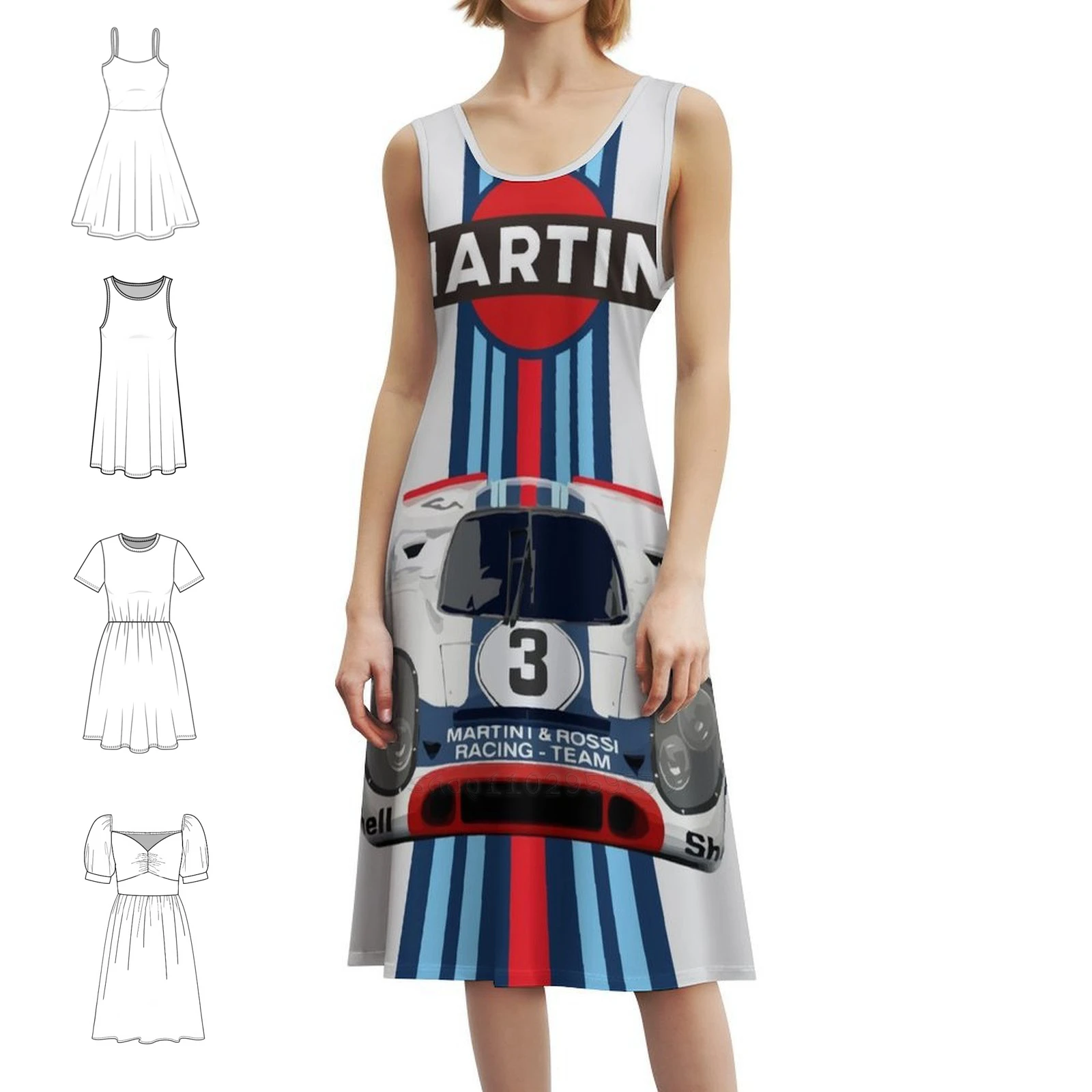 فستان Racing Stripes-Porsch 917 No 3 مزين بالزهور للنساء للربيع والصيف فستان كاجوال للحفلات 917 Racing 917K Racing Legend