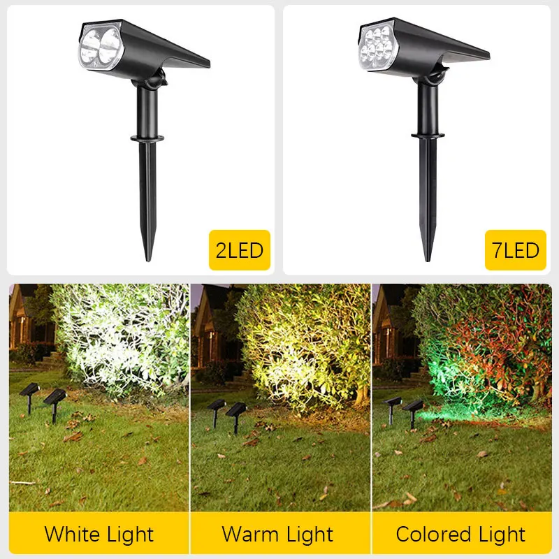 أضواء كاشفة تعمل بالطاقة الشمسية مع حامل أرضي/حائط، وإضاءة مناظر طبيعية LED تشغيل/إيقاف تلقائي لأشجار الحديقة #4