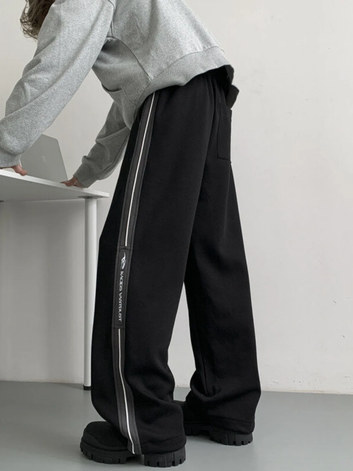 

Bla Patchwork Sports Sweatpants for Men Straight Leg Cleanfit Casual Pants Trendy Brand Cool Street Sle Leisure Knife