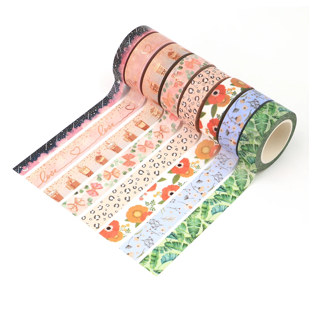 10M Cute butterfly milk tea flower Decorative Adhesive Tape Foi Masking Washi Tape Diy Scrapbooking Stationery Sticker Label