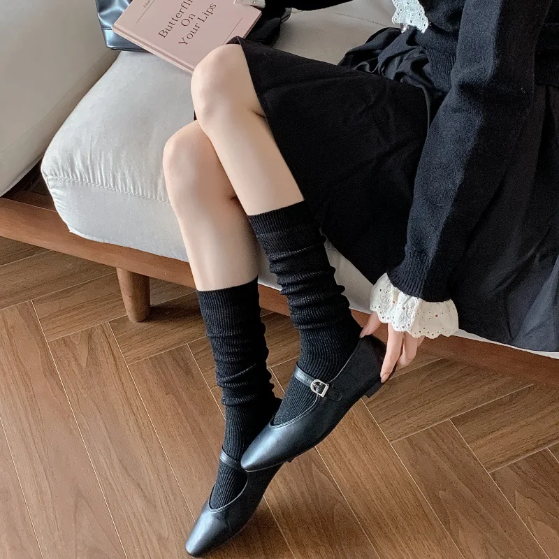 Женские чулки, новые модные повседневные гольфы, женские хлопковые однотонные длинные удобные гольфы до бедра