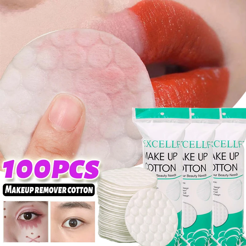 100 unids/pack almohadilla desmaquillante redonda desechable esmalte de uñas almohadilla de limpieza gruesa suave transpirable cosméticos almohadillas de algodón