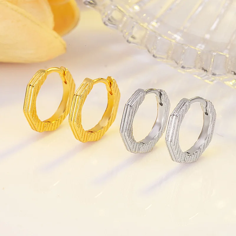 Gold Geometric Minimalist Hoops Earrings Fashionable Versatile Simple Elegant Women's Daily Commute Fine Jewelry Accessories