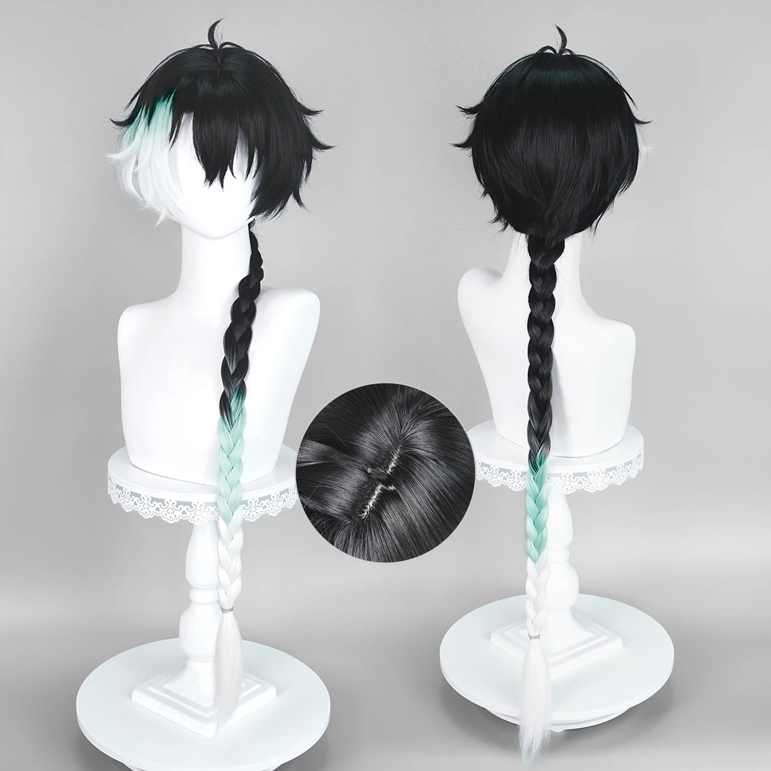 Anime WuWa Jingran Cosplay Wigs 98cm Long Black Green White Dyed Wig Heat Resistant Synthetic Hair
