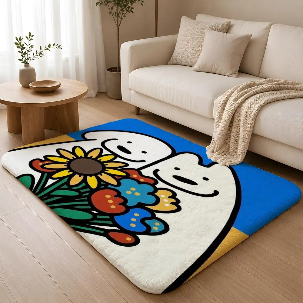 Korea M-Matsui Cute Dog Floor Mat Flannel Rug Non Slip Absorbent Soft Washable For Entryway Hallway Bathroom Kitchen Decor