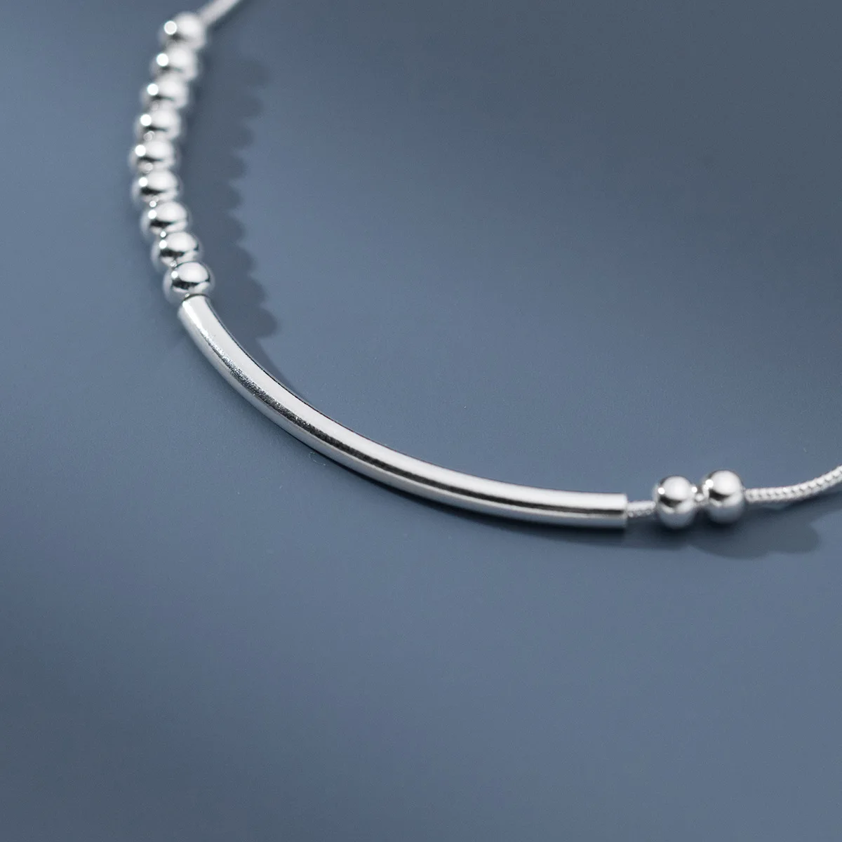 100% 925 Sterling Silver Geometric Bracelet for Women Girl Fashion Simple Smooth Beads Design Jewelry Party Gift Dropshipping