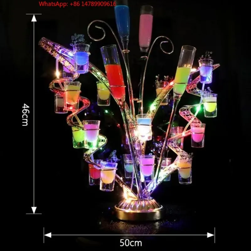 

High-End Bespoke LED Bottle Display RackCustom Aircraft Airplane 10 Shot Glasses Tray Led Bottle Presenter VIP Service For Rest