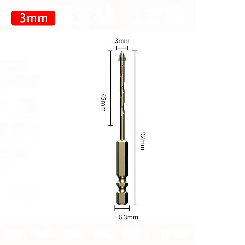 1Pcs Hole Opener Cross Hexagon Tile Drill Four-edged Multifunctional Alloy Drill Bit Concrete 3-12mm Cross Tile Drill Bit