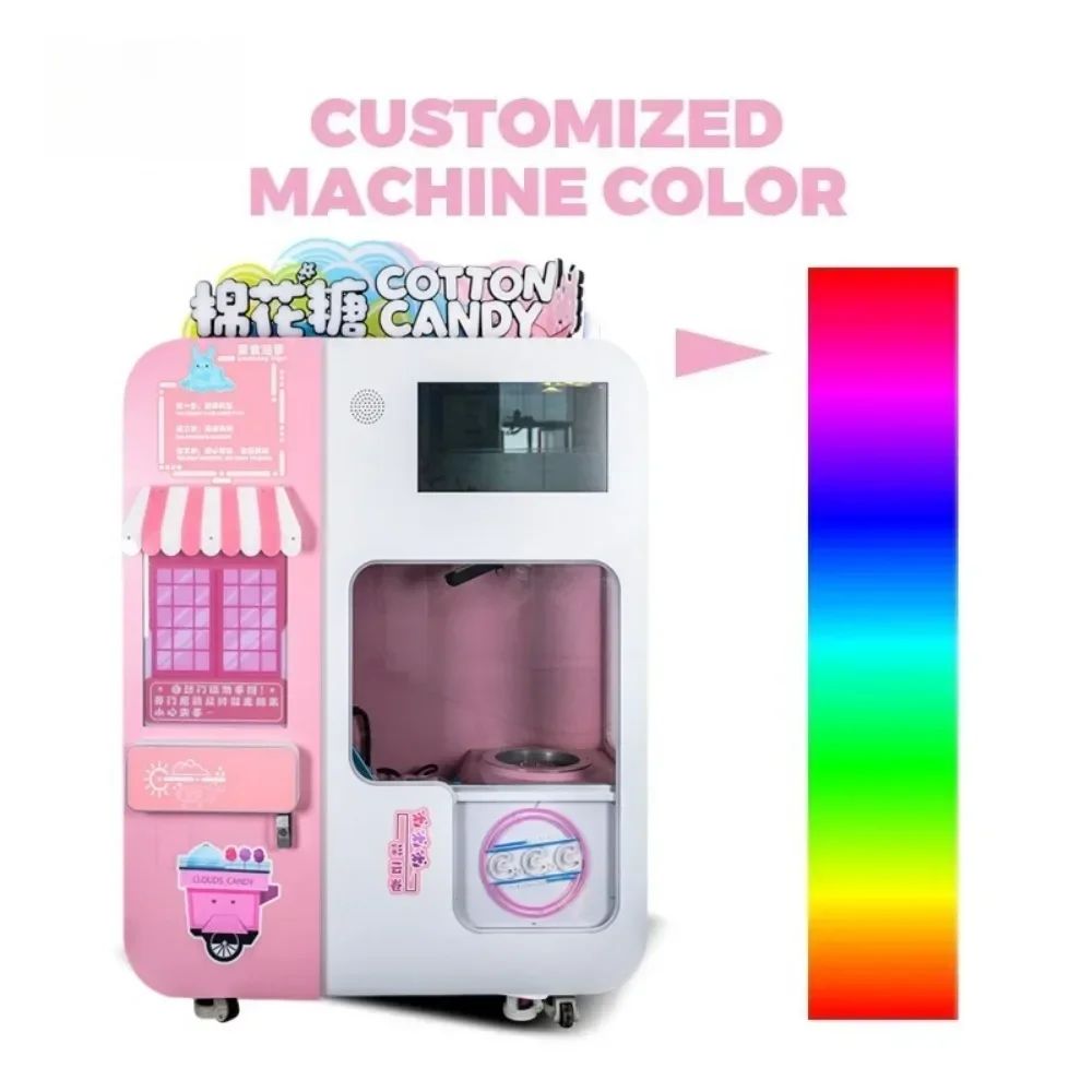 2025 Commercial Grade Cotton Candy Vending Machine Sugar Floss Maker Automatic Stainless Steel Outdoor Event Ready