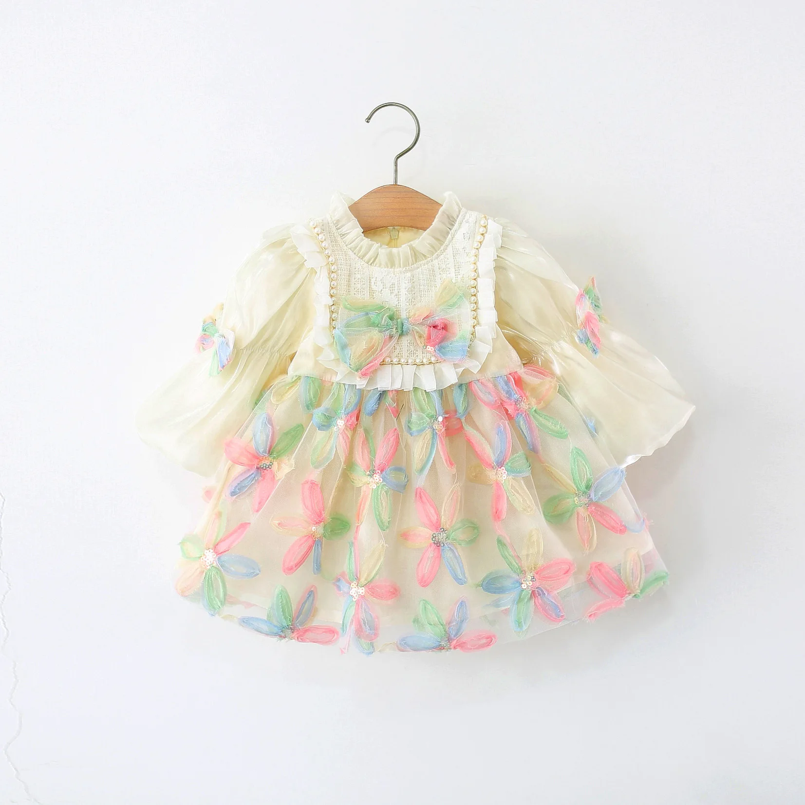 Girls' Dress Spring and Autumn New 2025 Baby Girl Small Fresh Floral Princess Dress Children's Long-sleeved Dress